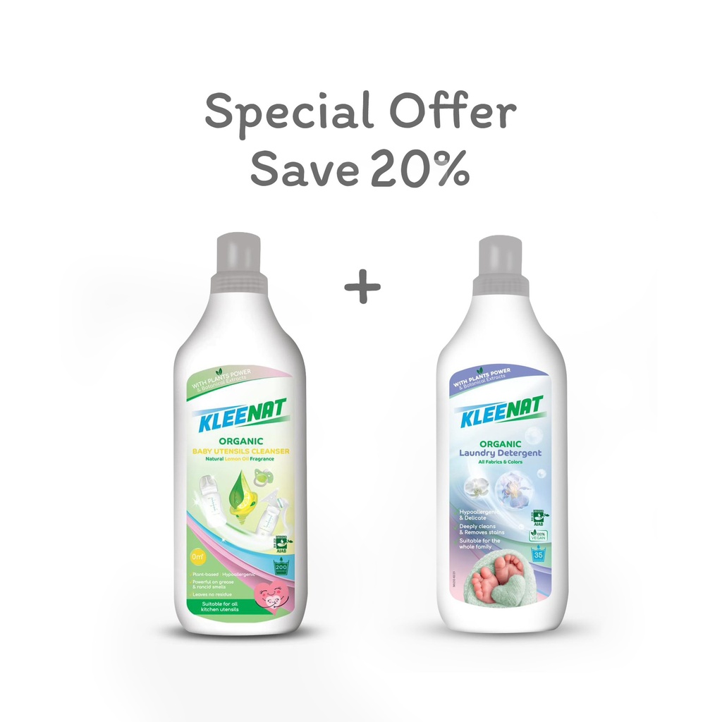 Achetez 1 x Kleenat Détergent Linge B. + 1 x Kleenat Nettoyant Ustensiles B. @ -20%